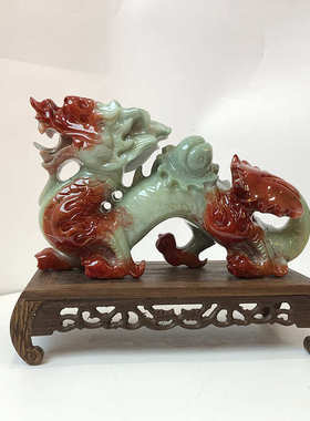 钰程本命年玉器 28厘米岫玉石青龙吉祥生肖太极龙工艺品摆件