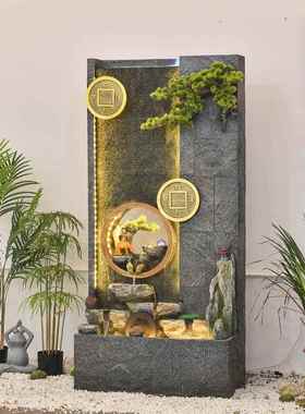 中式客厅庭院假山水景喷泉落地摆件水幕墙流水屏风别墅入户造景观