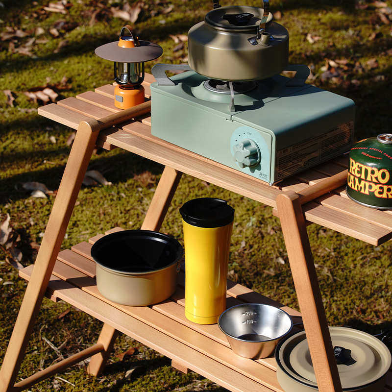 收纳架野餐桌实木挂架三角多功能架子户物双层物外置烧烤储露营架,淘宝优惠券,粉丝福利购,淘宝优惠卷