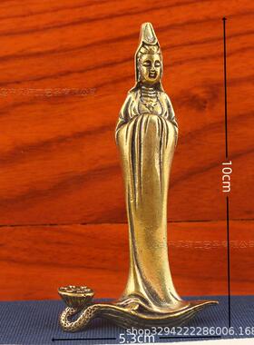 仿古玩黄铜荷叶莲花倒流香摆件桌面佛手荷花观音佛手香炉架香托