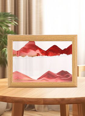 创意实木相框流沙画摆件3D立体解压沙漏高档商务家居装饰品