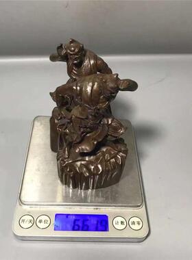 纯铜仿古千里眼顺风耳古玩杂项收藏铜千里眼顺风耳铜器摆件一对