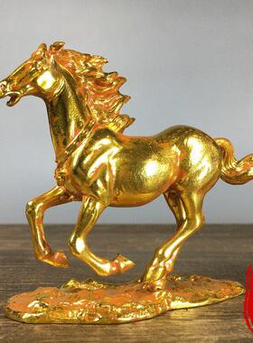 纯铜鎏金生肖马摆件奔跑马IWA招财品进宝铜居马室战马家办公装饰