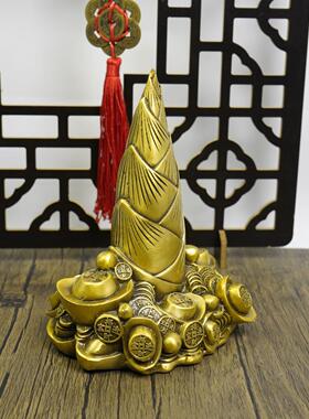 黄铜竹节摆件黄铜金钱竹笋摆件铜元宝竹子铜金蟾元宝家居工艺品