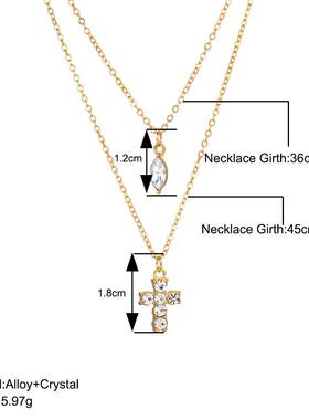 Cross necklace women镶钻冷淡风ins十字项炼水滴形吊坠锁骨炼女