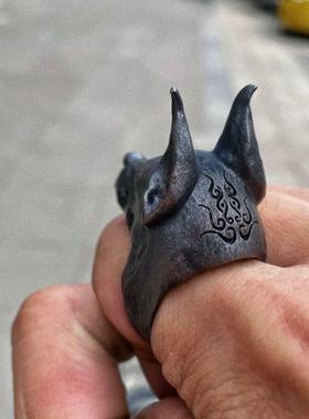 守护者地狱恶犬戒指个性狗狗指环原创手工小众创意趣味高级感独特