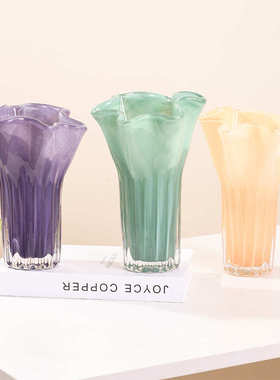 创意白菜花瓶花瓣花瓶摆件简约客厅餐桌样板房花器插花玻璃软装饰