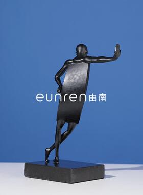 欧式简约抽象人形金属艺术雕塑售楼部展厅客厅人物设计感创意摆件