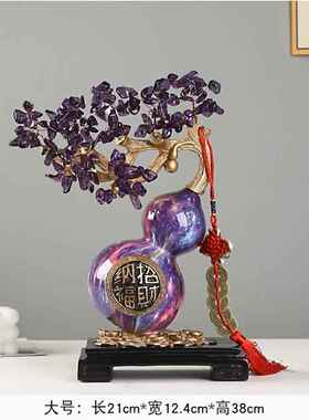 正品福禄金鹿紫件气东来葫芦事事如新中式摆招财意酒客厅柜装饰品