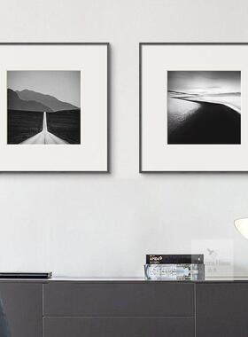 黑白照片摄影装饰画客厅复古组合挂画饭厅饭厅咖啡馆小众艺术壁画