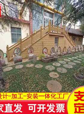 庭园价林铺路石老磨民盘间仿老石板老石材石磨盘格石雕122602旧院