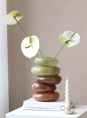 琉白宋代美学新中式玻璃花瓶高级感情绪稳定摆件复古客厅插花花器