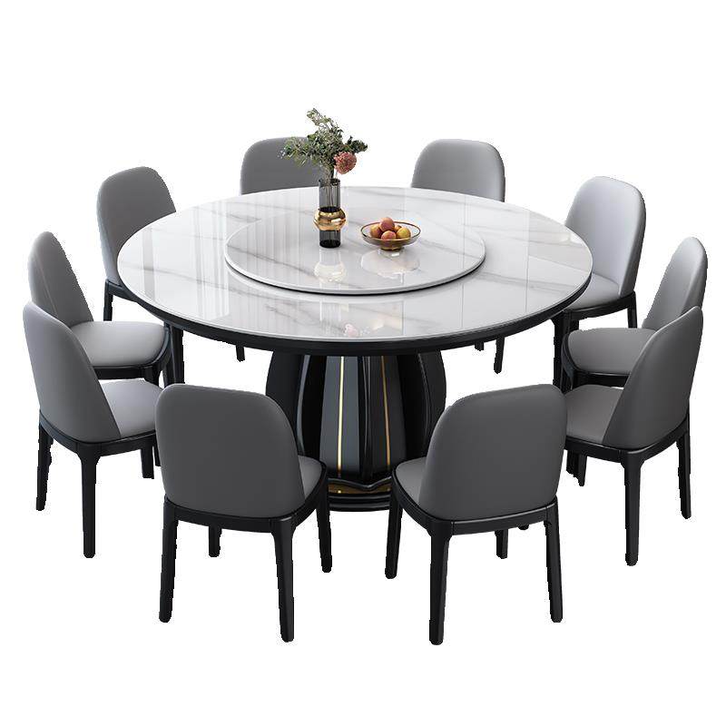 实木高端岩板餐桌椅组合家用小户型圆形现代简约带转盘吃饭桌子,淘宝优惠券,粉丝福利购,淘宝优惠卷