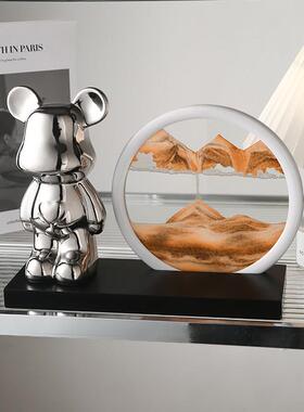 暴力熊沙漏流沙画 画桌面摆件家居客厅玄关酒柜电视柜装饰品创意