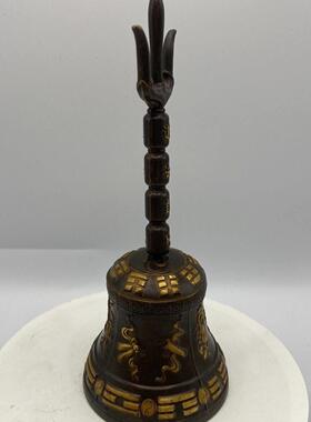 鎏金铜三清铃摇铃手摇 纯铜法铃法器道铃器三叉铜铃道士法会