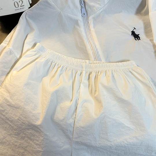 Children's summer sun protection suits for boys sports tops and shorts two-piece set of baby girls thin zipper skin clothes