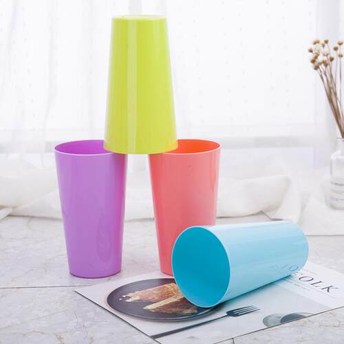 透明加厚航空杯子 硬质塑料漱口杯 广口杯广告简约水杯饮料扎啤杯 - 图1