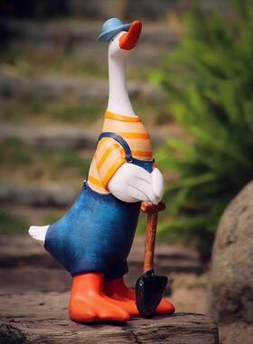 可爱田园风大鸭子树脂落地摆件庭院阳台花园装饰多肉卡通小花盆