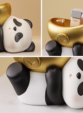 可爱熊猫钥收纳玄关摆件创意入户进口家门居匙装饰SHDB0540乔迁新