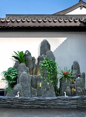 大型室内外假山流水庭院养鱼池喷泉水景落地摆件风水轮山水盆景