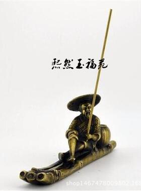 纯铜工艺品黄铜渔翁得利摆件 姜太公钓鱼 铜器工艺品摆件书房家居