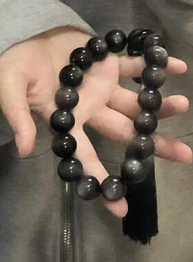 爆款琉璃黑曜石手持绕指柔手串静心古风把玩件男女闺蜜款学生配饰