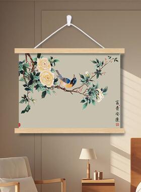 新中式画电表箱盒遮挡装饰画画挂客厅厅卧室床头饭沙发花鸟鱼虫背