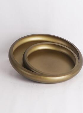 现代MC-TY-81新中式青古铜展圆花花盆酒店厅会所桌面软装苔盘花艺