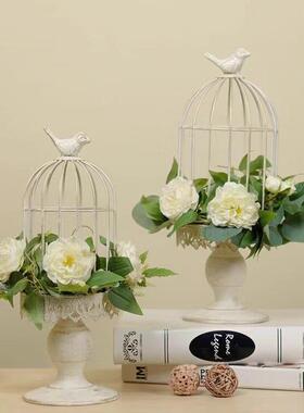 欧式客厅鸟笼装饰摆饰覆古做旧园艺创意烛台橱窗婚庆摄影陈列道具