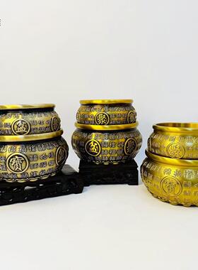 全黄铜聚铜宝盆件摆黄米缸百福否缸室内家用客厅办室店铺开业公礼