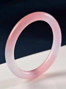 厂家直销天然石英岩玉藕粉色小圆条镯子金丝玉粉色玉镯子直播货源