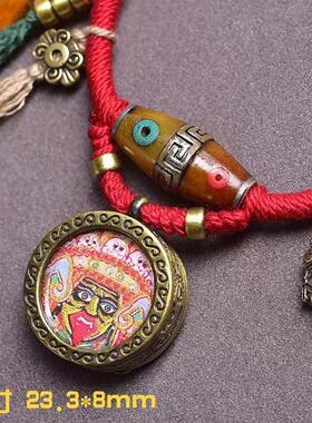 藏式文玩随身小唐卡扎基拉姆吊坠毛衣链绿度母挂坠手工编织绳项链