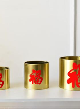 铁艺金属落地铁桶电镀花盆简约现代金色金属北欧抱抱桶装饰摆件