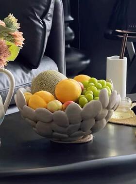 简约复古意鹅石镂空果盘创家UHV居卵客大厅茶几桌面水果收纳篮子