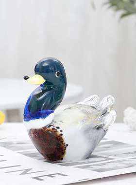 穆拉诺琉璃摆件玻璃动物鸳鸯鸭子小灰鸭工艺礼品桌面玄关饰品