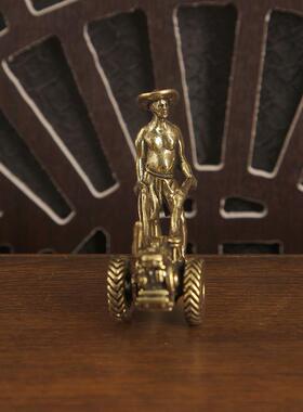 黄铜拖拉机小摆件模型创意黄铜工艺品中式小摆件黄铜摆件小铜器
