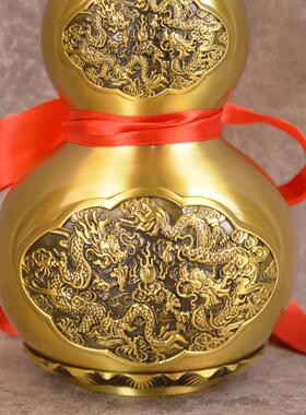宏九龙葫芦达全黄九龙铜芦家居葫玄关口葫芦铜器礼铜品开摆件