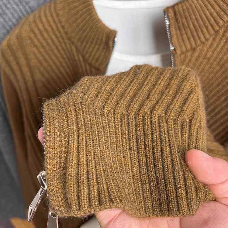 纽花纯色开衫男针织衫秋冬季厚款毛衣外套男立领夹克披肩春装线衣,淘宝优惠券,粉丝福利购,淘宝优惠卷