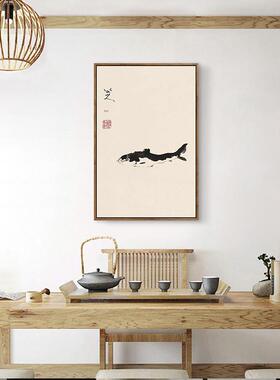 中式禅意花鸟装饰画八大山人艺术版画客厅玄关挂画装饰可订制风格