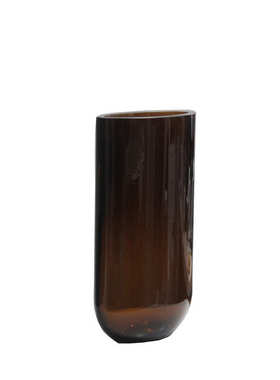 简约扁口棕色琉璃花瓶现样板间民宿书房台面现代简约家居装饰