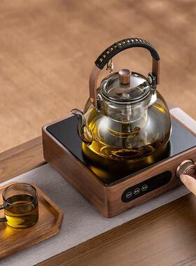 北美黑胡桃实木电陶炉1500W电陶炉茶壶套装大功率煮茶电陶炉