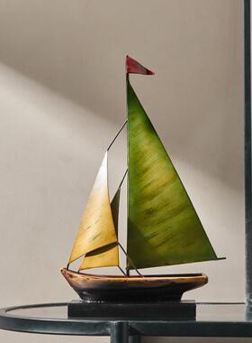 创意一帆风顺帆船模型摆件客厅电视柜酒柜办公室桌面轻奢装饰跨境