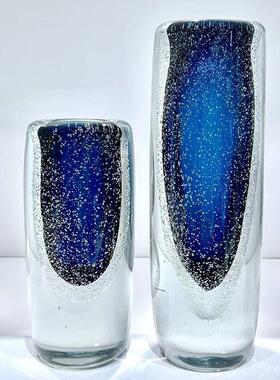 现代深蓝迷境玻璃花瓶花器插花装饰品样板间家居客厅餐桌茶几摆件