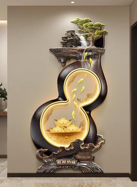 新中式葫芦玄关装饰画九鱼图走廊尽头立体挂画入户门正对墙壁画灯