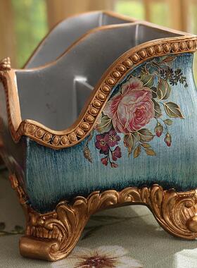 创意欧式收盒摆件复纳古厅控器盒ODD书房桌面客茶遥几储物盒家居