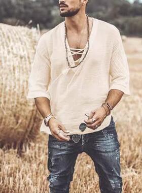 Men's chest tie with corns shirt