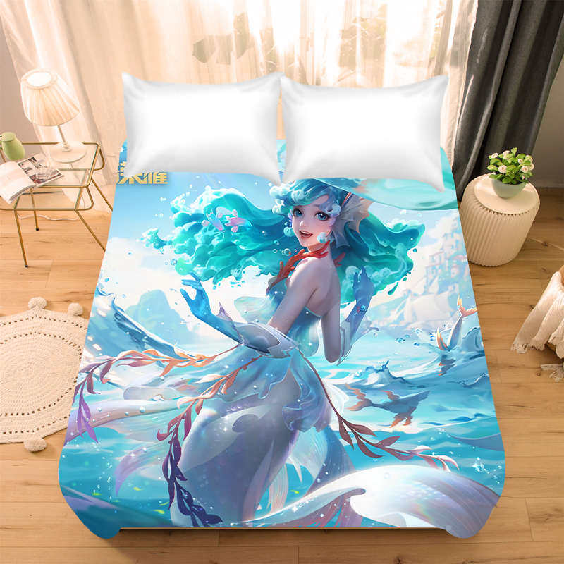 王者荣耀水晶王者荣耀水晶绒床单男生宿舍儿童冬季加厚床单游戏卡通床上用品