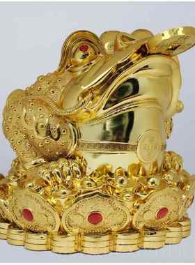 新款三足金蟾蜍金蝉财落地摆件色大型号金转动堂客厅开业送乔迁礼