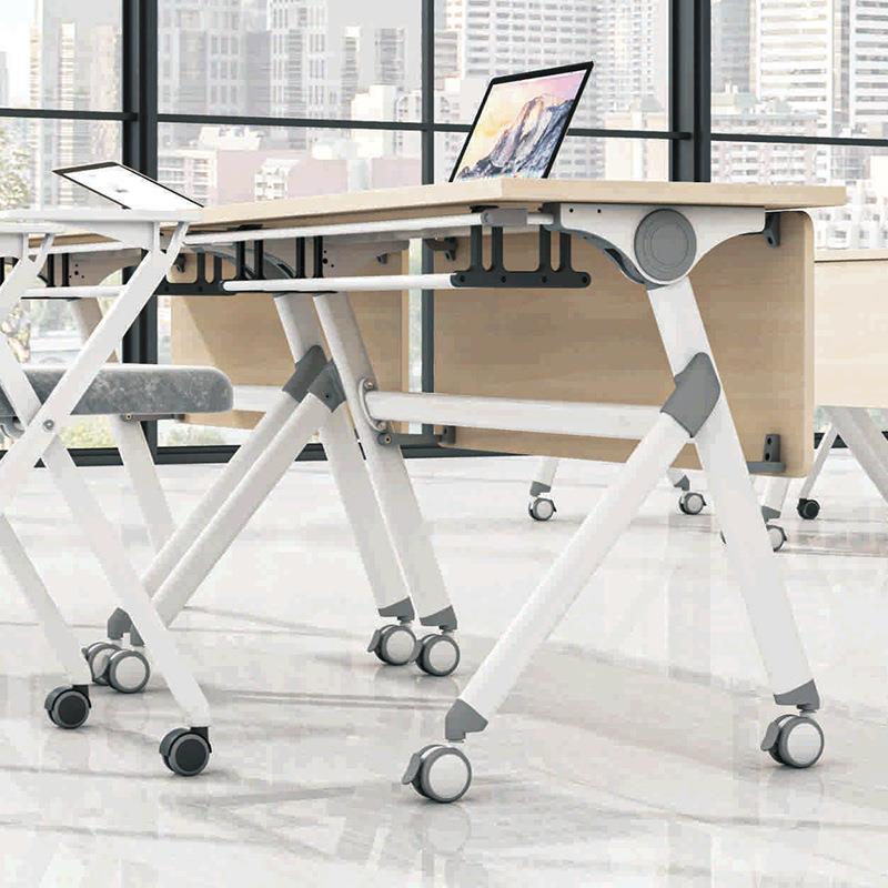 中山尚美F012可折叠钢架办公条桌侧翻桌培训新会议桌厂家 - 图2