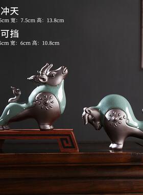 新款陶瓷风水牛小摆件招财中礼式居客办厅公室家桌面装饰生肖牛工